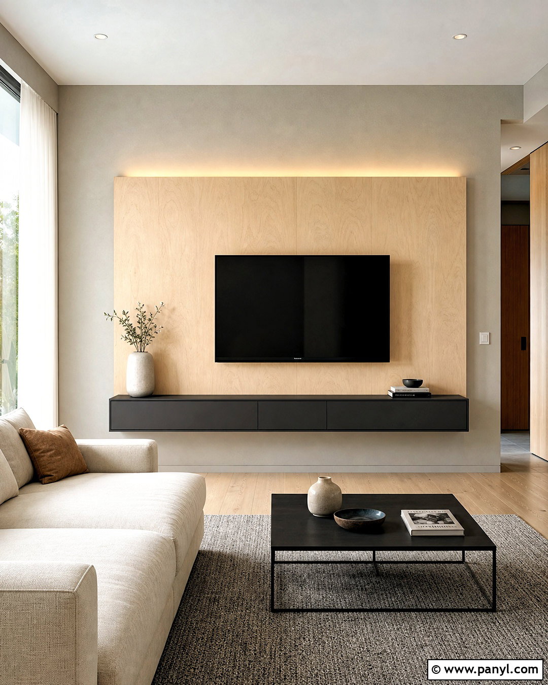 Floating Plywood TV Panel - 20 tv wall design diy ideas