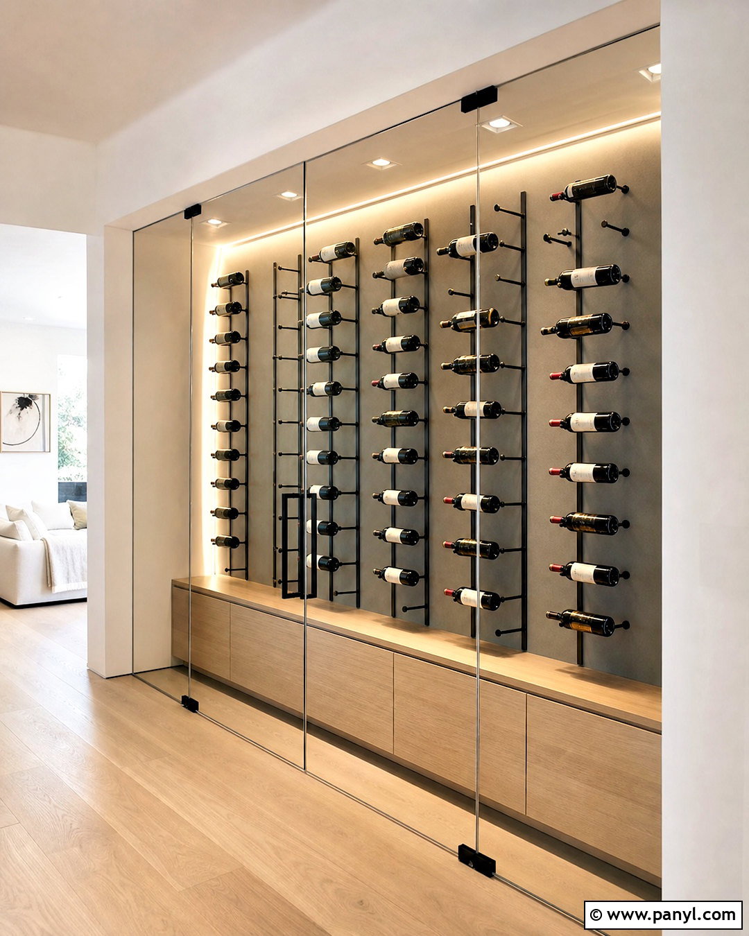 Floating Rack Frameless Wine Cellar - 20 frameless wine cellar ideas
