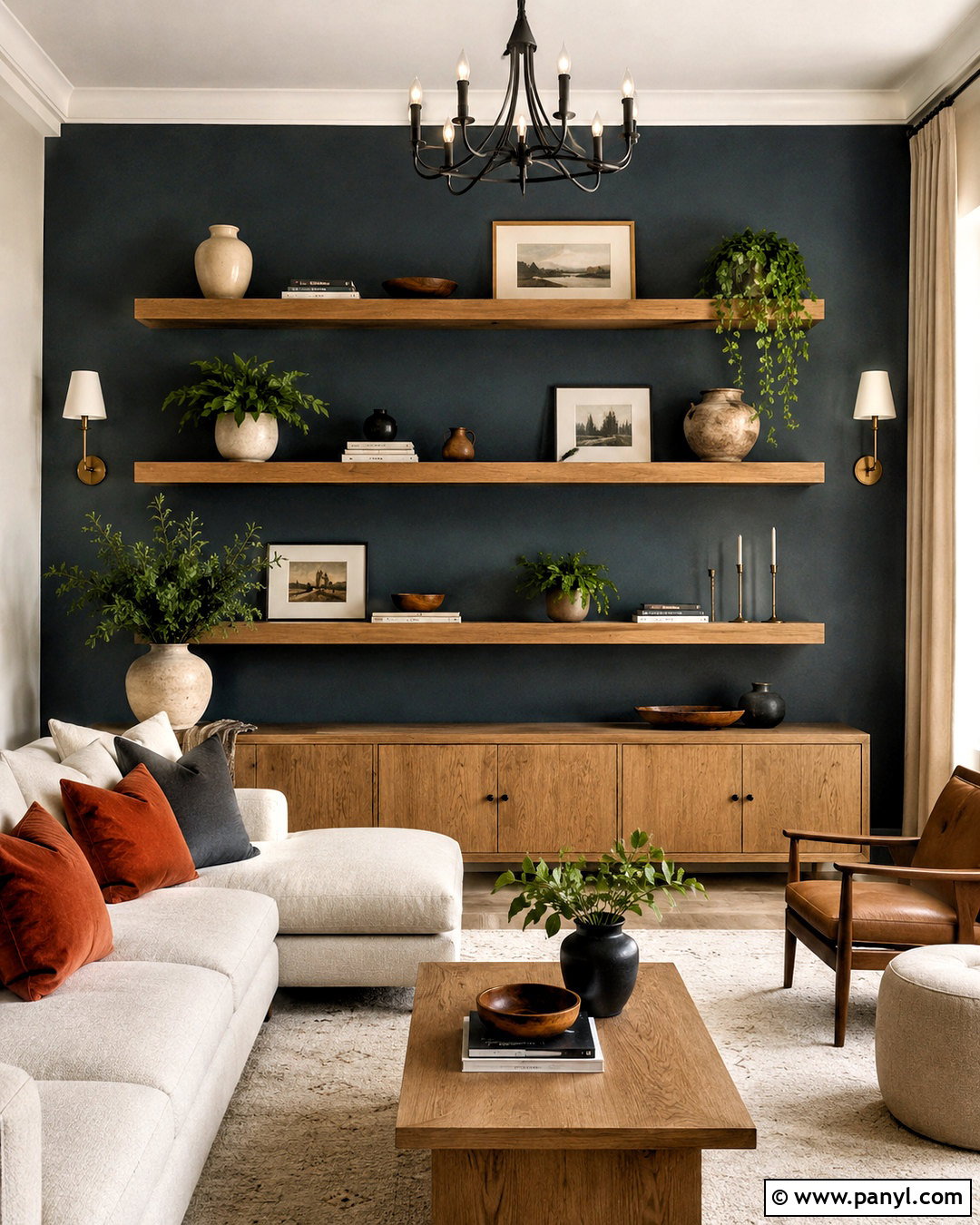 Floating Shelf Accent Wall - 35 tall accent wall high ceilings