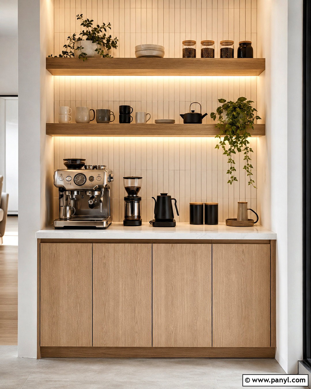 Floating Shelf Coffee Bar - 20 modern coffee bar ideas