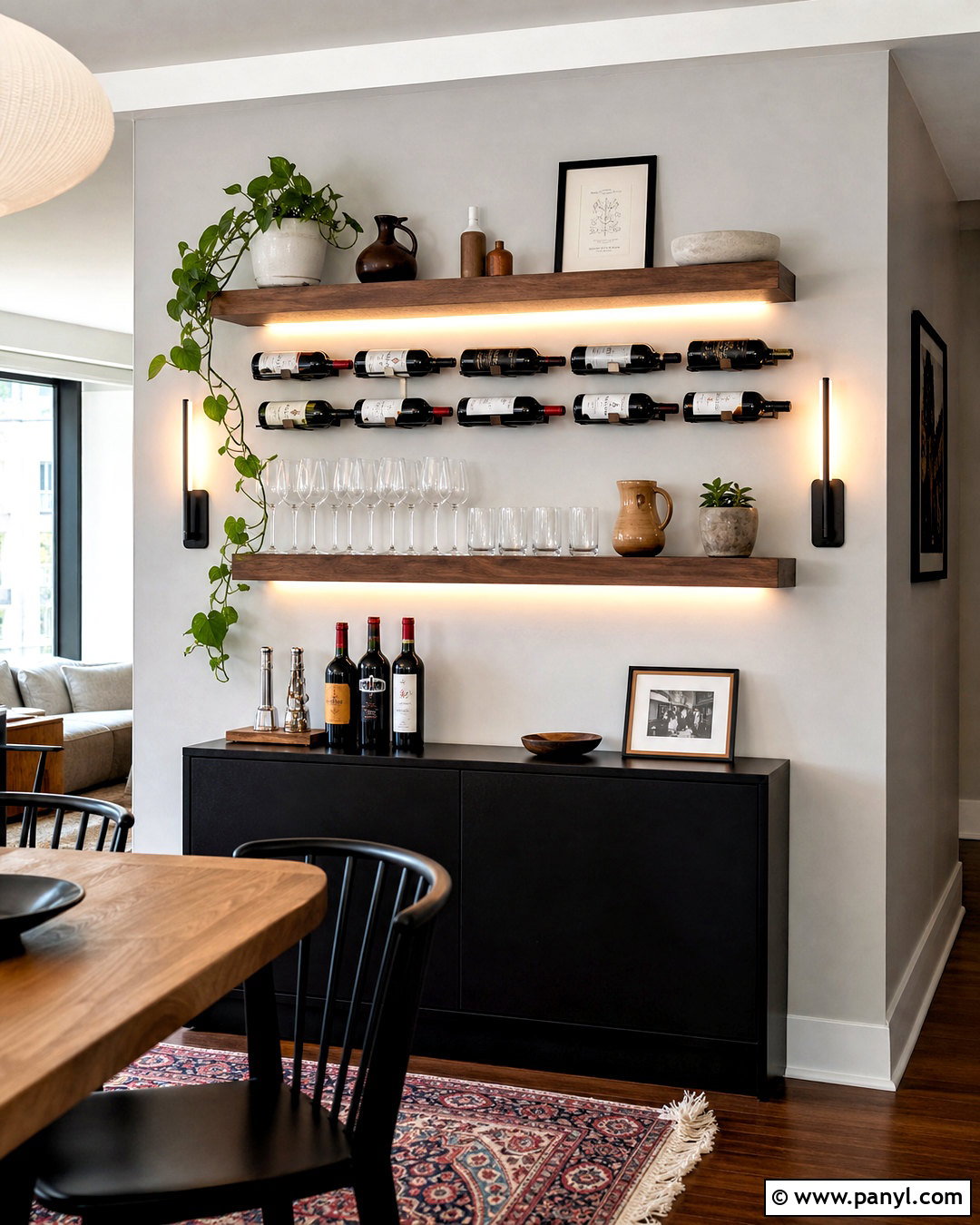 Floating Shelf Wine Wall - 20 wine display wall ideas