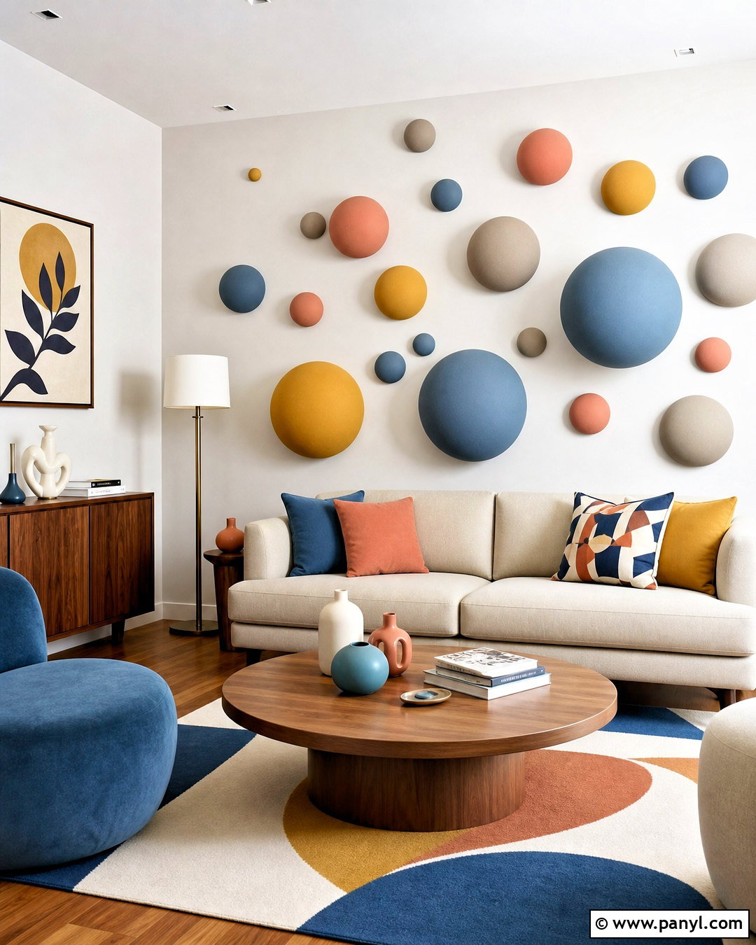 Floating Sphere 3D Wall Painting - 20 3d wall painting ideas living rooms