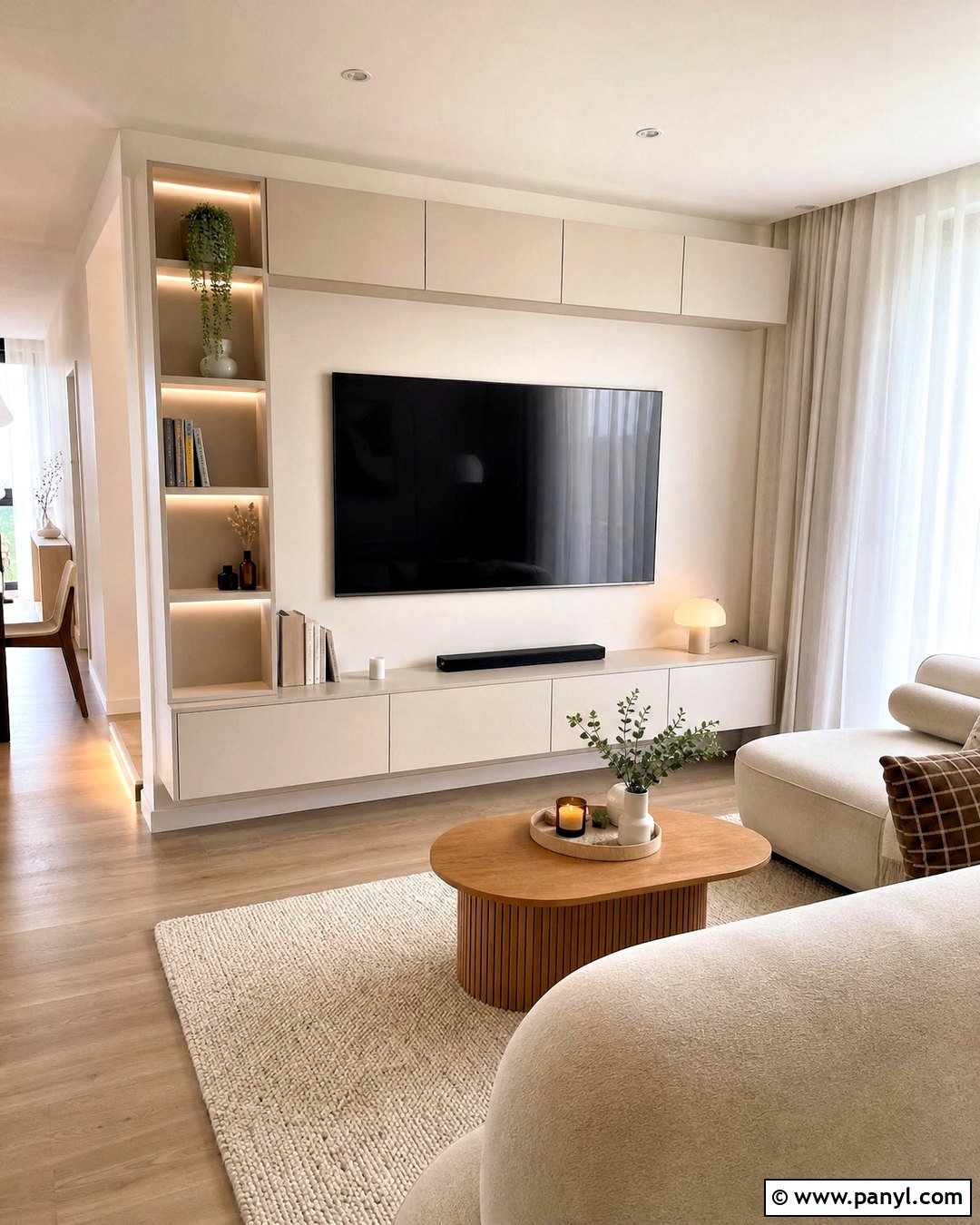 Floating TV Wall With Hidden Storage - 20 small living room tv wall ideas