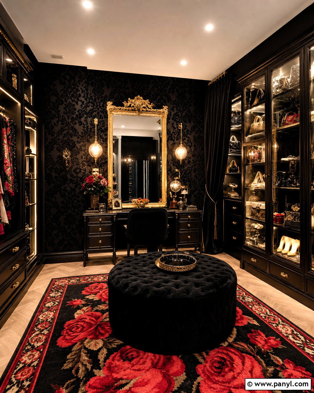 Flocked Gothic Damask Wallpaper Dressing Room - 20 gothic damask pattern wallpaper ideas