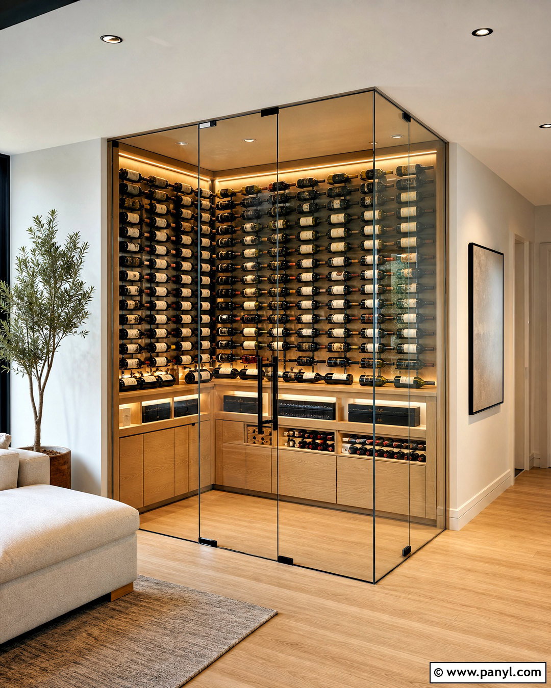 Floor-To-Ceiling Frameless Wine Cellar - 20 frameless wine cellar ideas