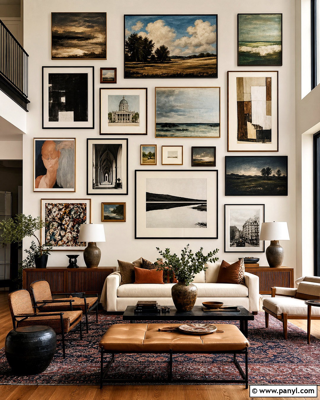 Floor To Ceiling Gallery Wall - 20 high ceiling wall decor living room ideas