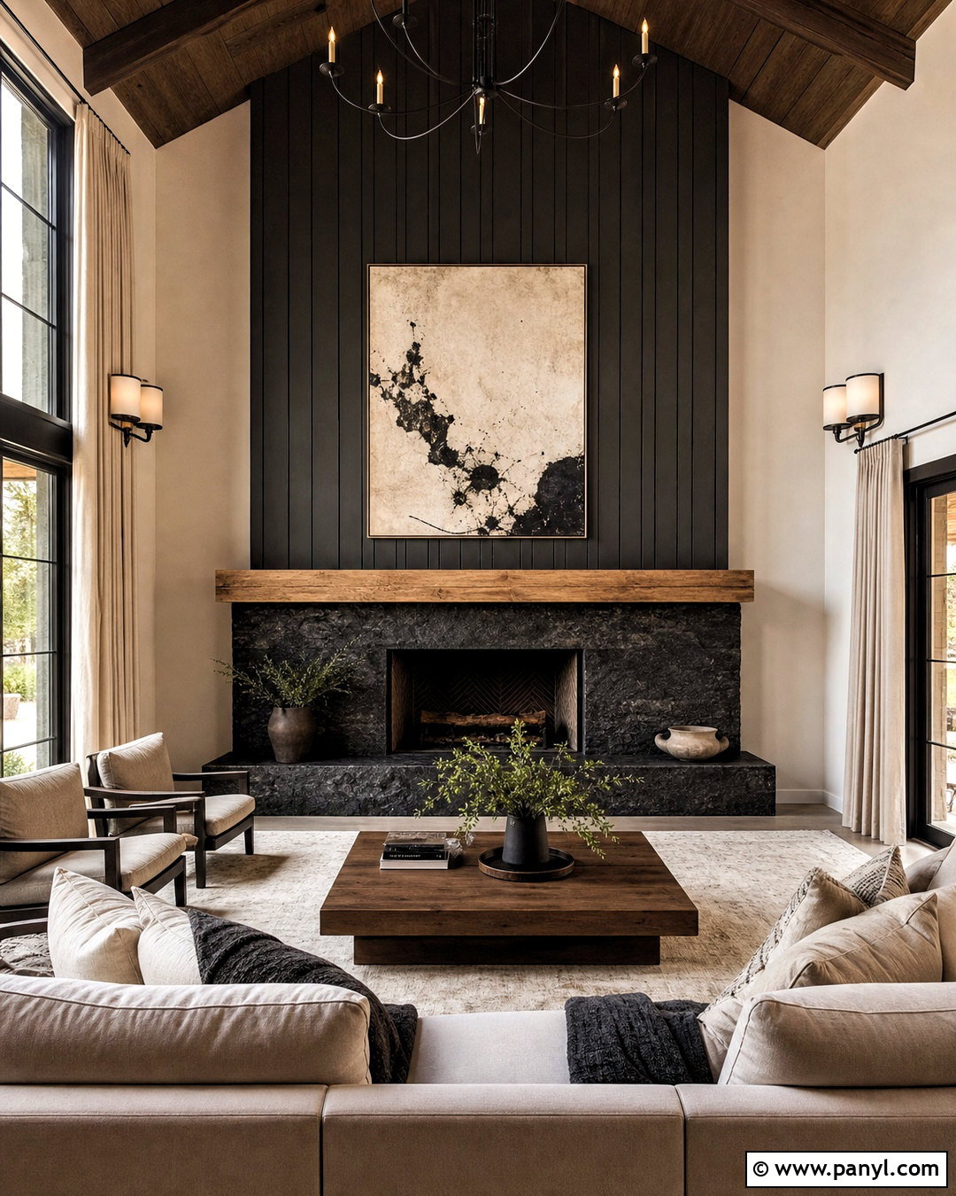 Floor-To-Ceiling Iron Ore Fireplace - 20 iron ore fireplace ideas