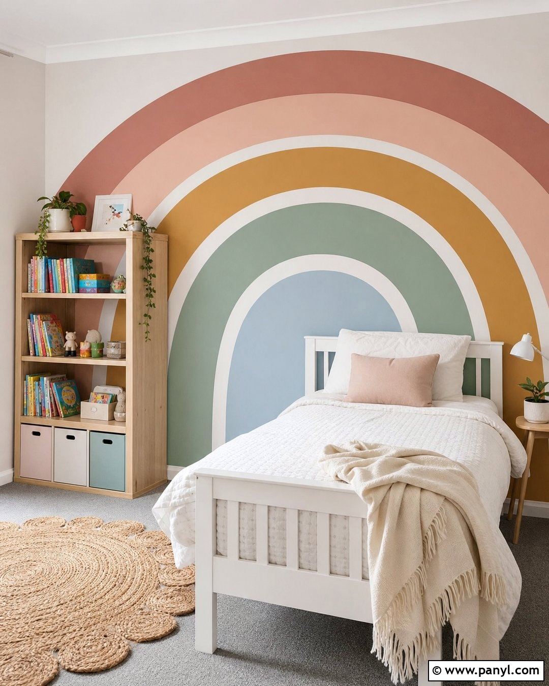 Floor-To-Ceiling Pastel Rainbow Wall - 30 Pastel Rainbow Wall Ideas