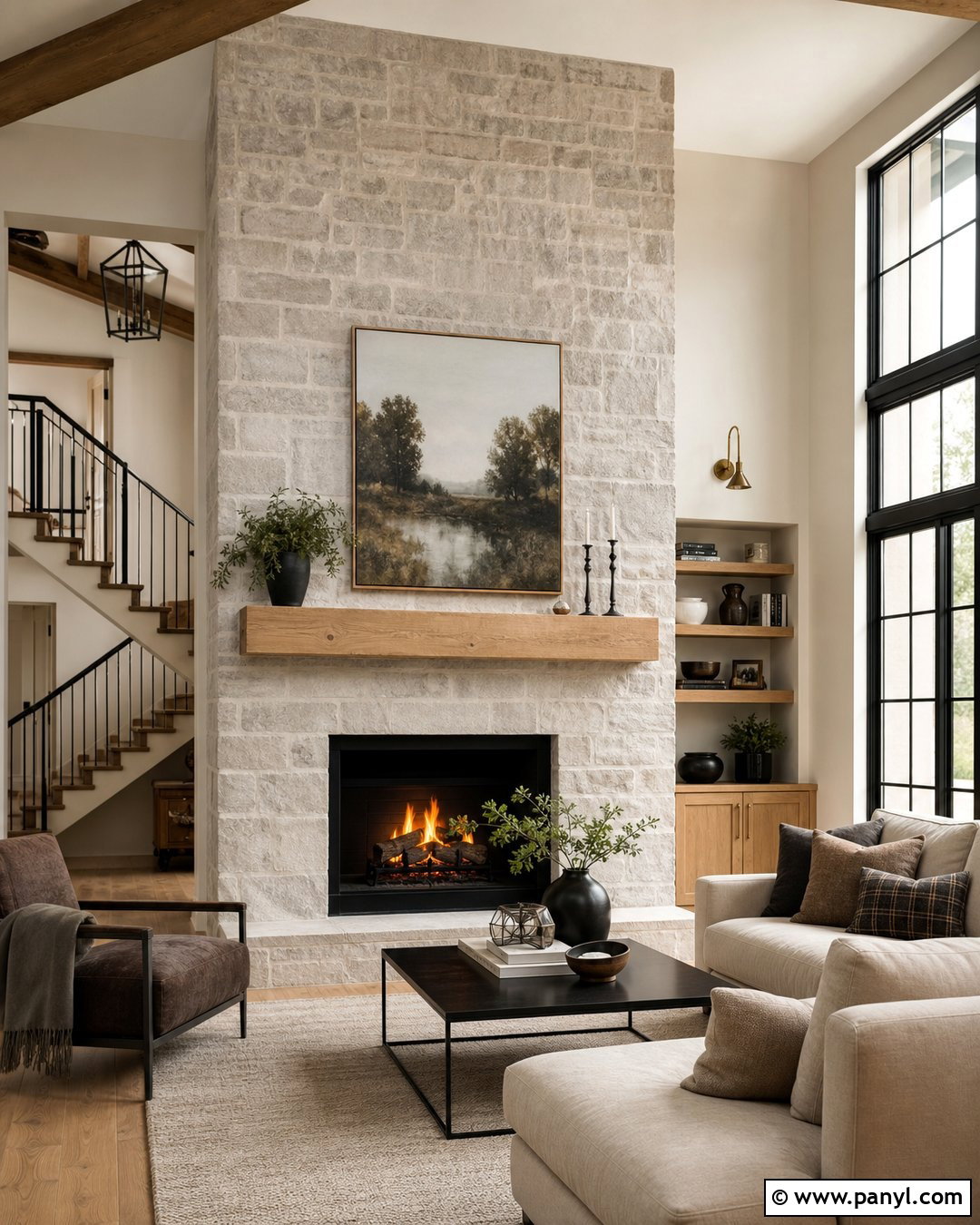 Floor-To-Ceiling Stone Fireplace Accent Wall - 25 Accent Wall Above Fireplace Ideas