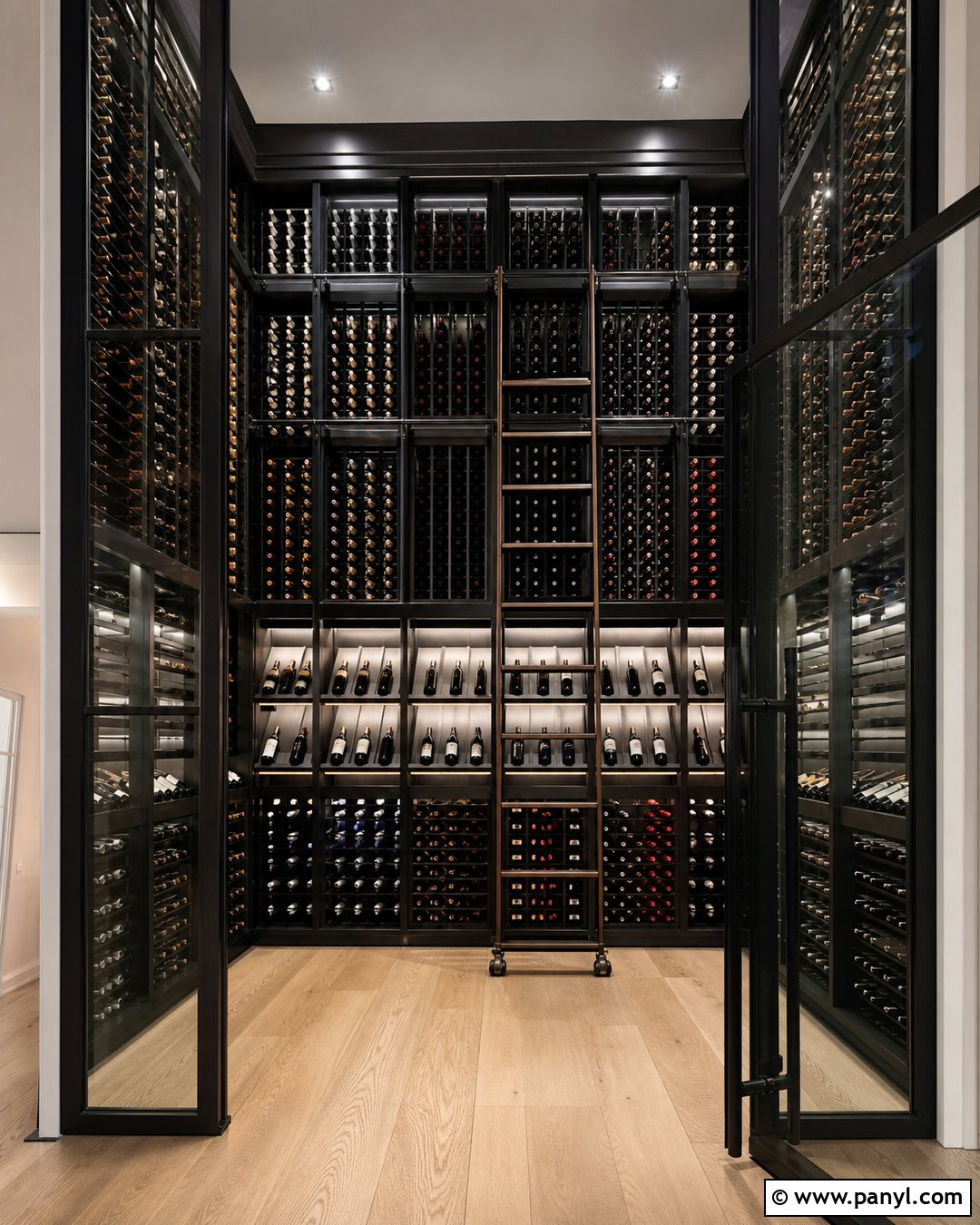 Floor To Ceiling Wine Cellar With Black Walls - 20 Modern Wine Cellar With Black Walls