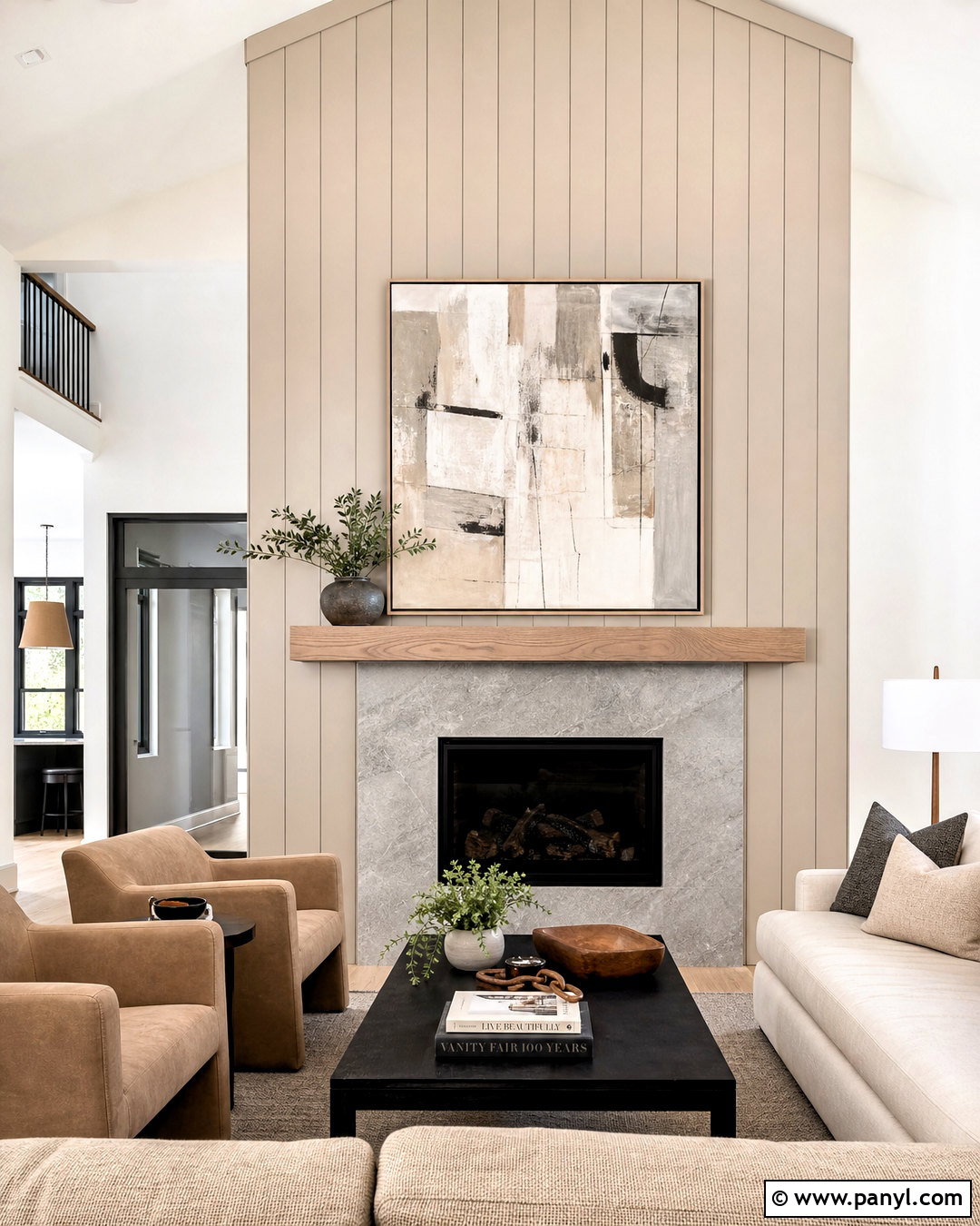 Floor-to-Ceiling Shiplap Fireplace - 20 shiplap wall with fireplace ideas