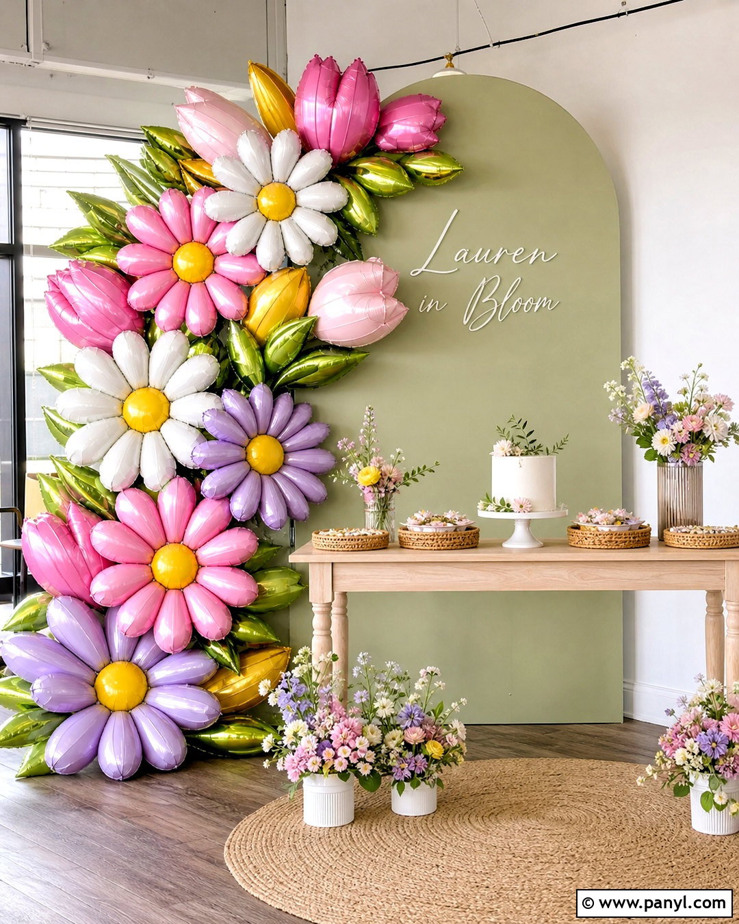 Floral Foil Balloon Wall - 20 foil balloon wall ideas