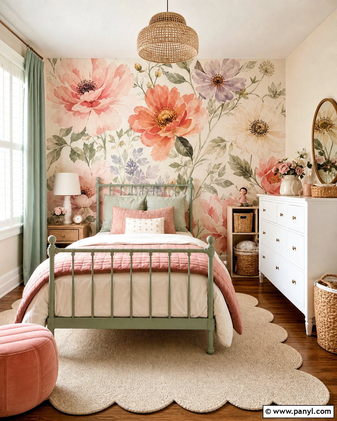 Floral Kids Room Accent Wall - 20 accent wall kids room ideas
