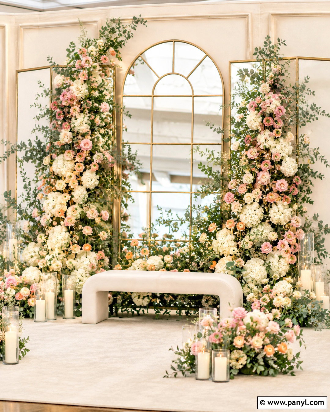 Floral Mirror Backdrop - 20 mirror backdrop ideas