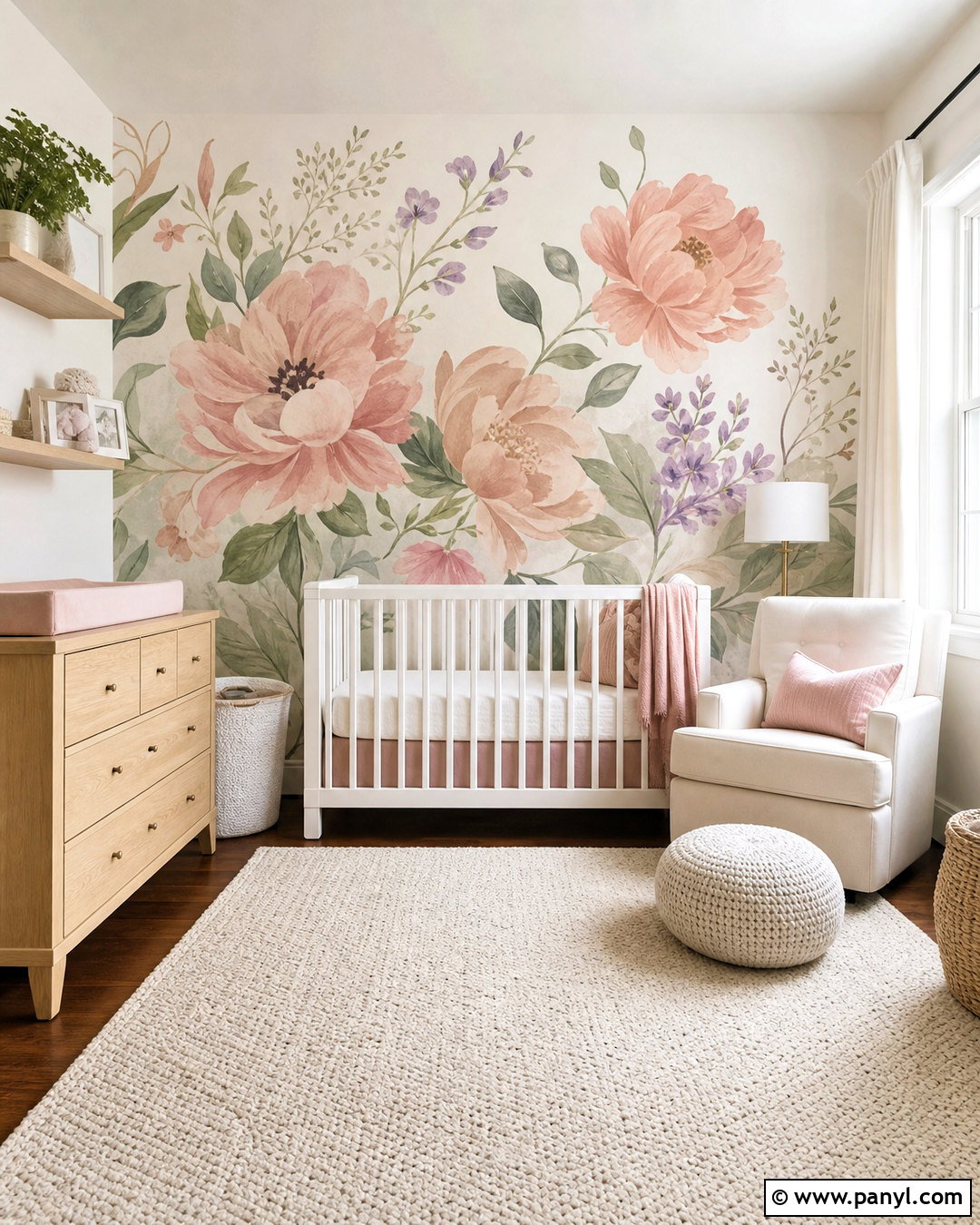Floral Mural Baby Girl Room - 20 baby girl room paint ideas