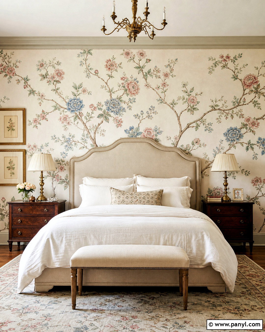 Floral Mural With Neutral Walls - 20 traditional wall painting ideas