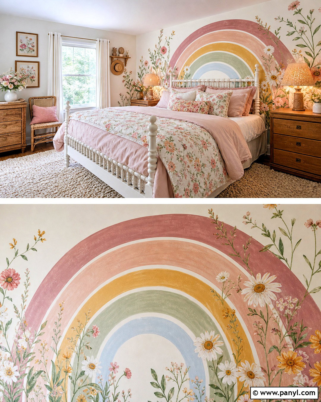 Floral Rainbow Wall Mural - 20 rainbow wall mural ideas