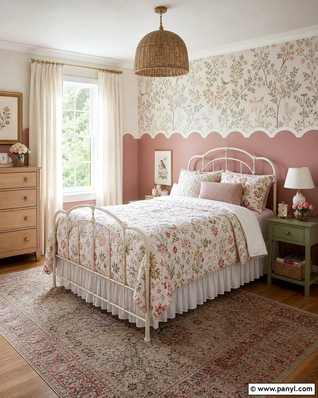 Floral Scalloped Wall - 25 Scalloped Painted Wall Girls Room Ideas