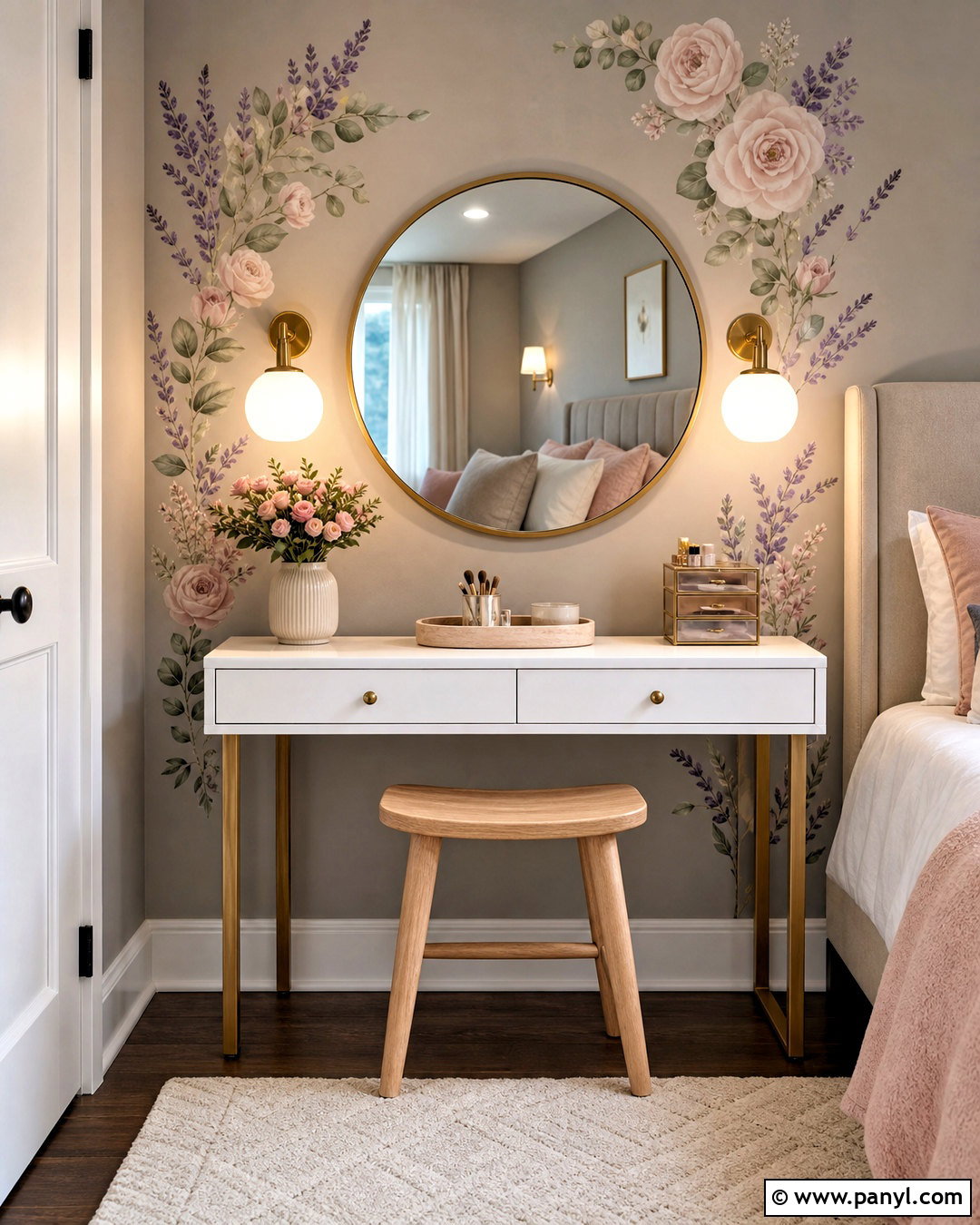 Floral Wall Decals Around Vanity - 20 floral wall decals