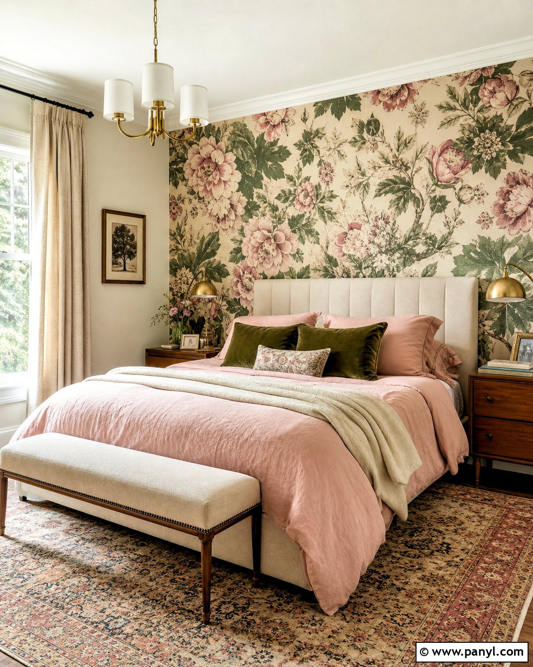 Floral Wallpaper Accent Wall - 20 cool accent wall ideas