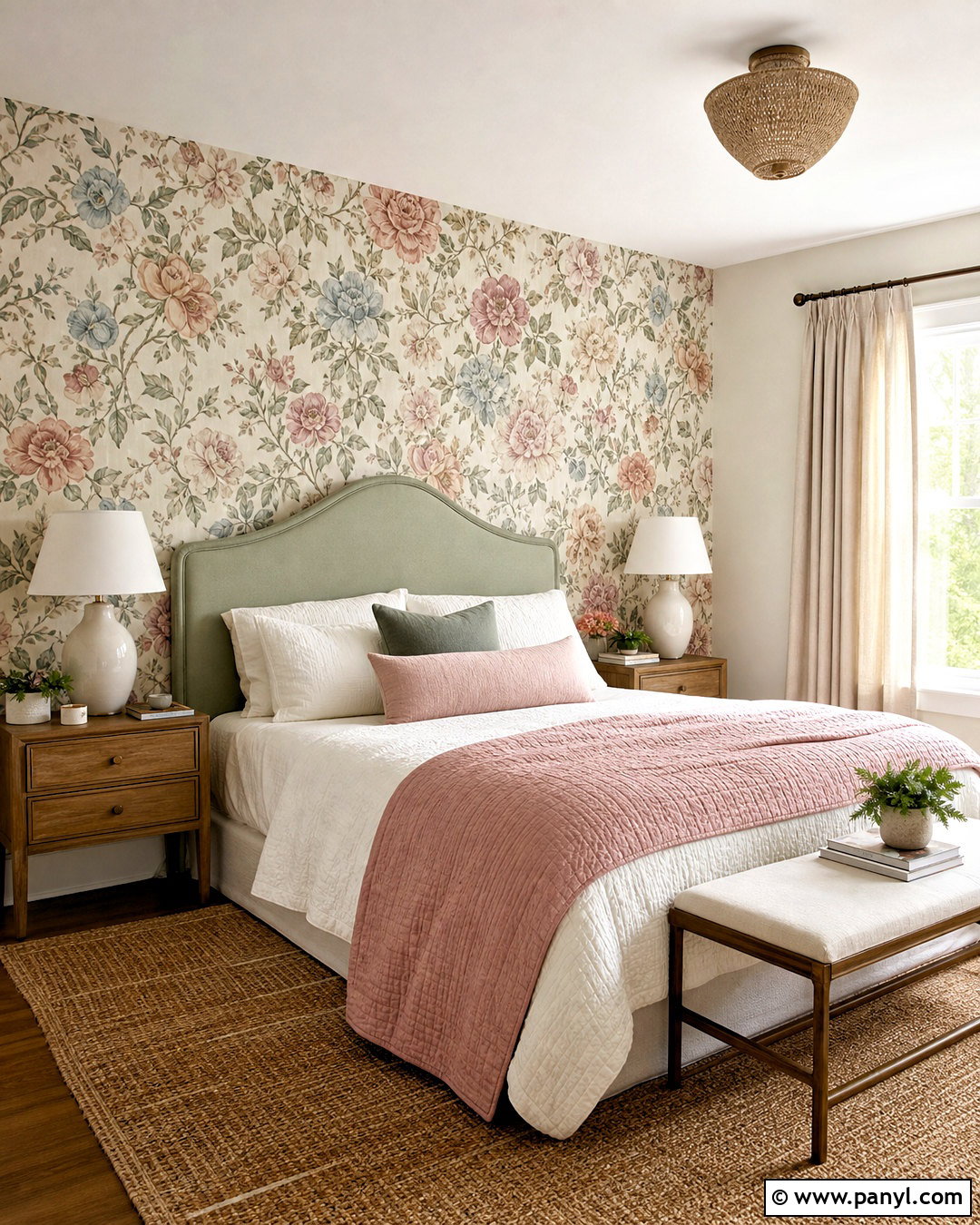 Floral Wallpaper Accent Wall - 20 cute accent wall ideas