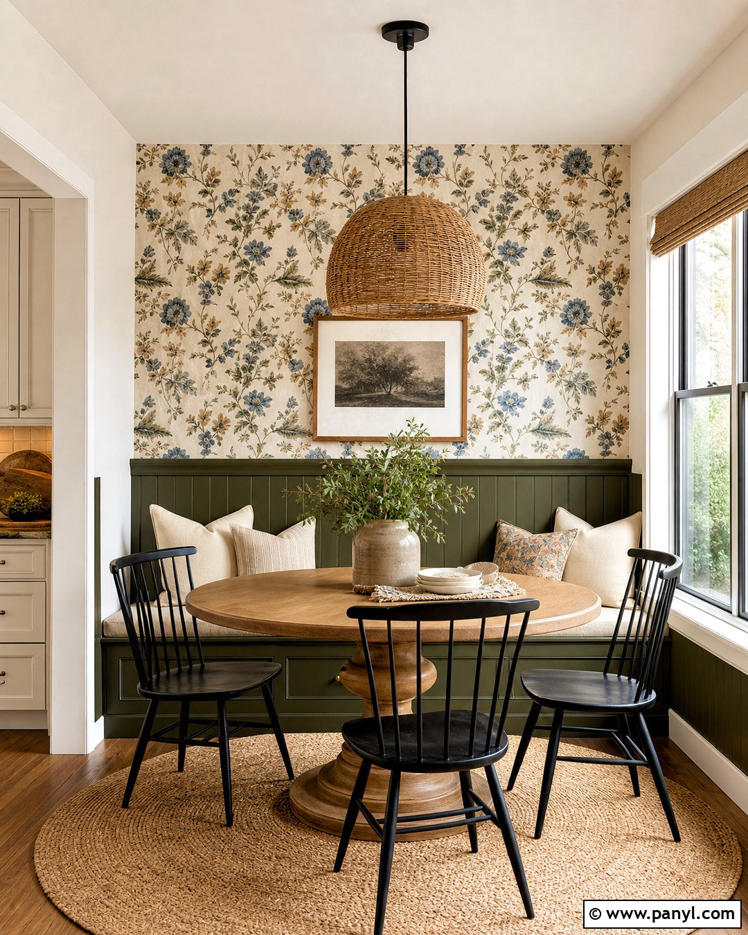 Floral Wallpaper And Wainscoting Accent Wall - 20 modern farmhouse accent wall ideas