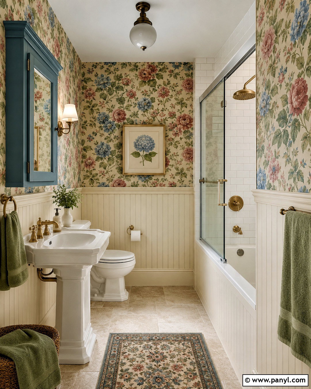 Floral Wallpaper Cottage Bathroom - 20 cottage bathroom ideas