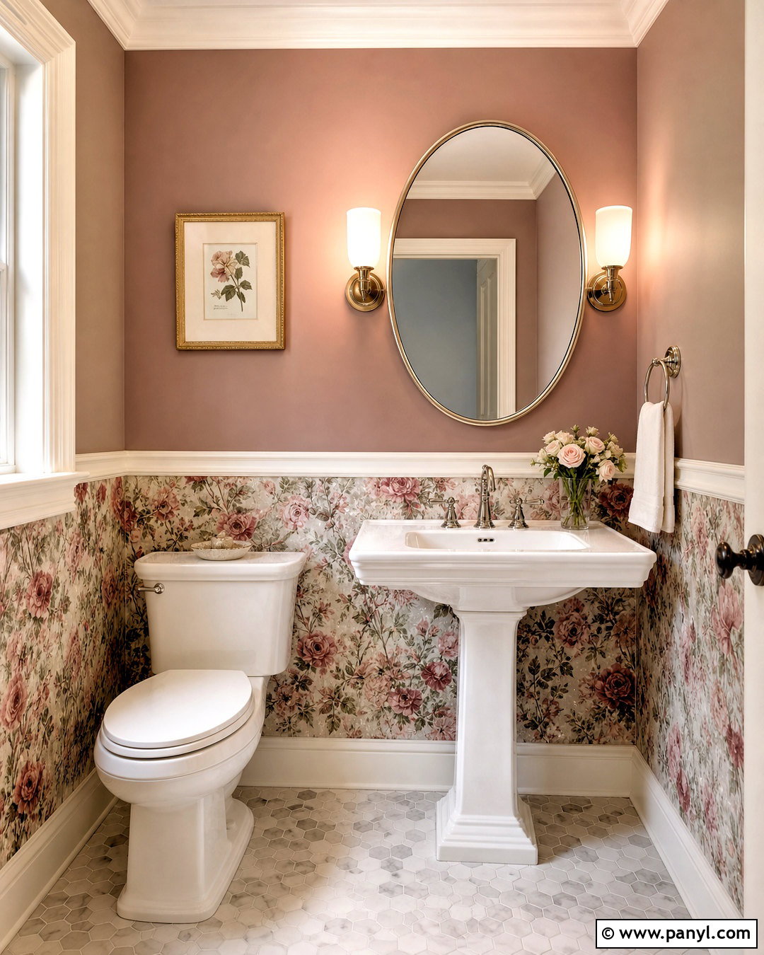 Floral Wallpaper With Blush Pink Walls - 20 wallpaper on bottom half of wall ideas