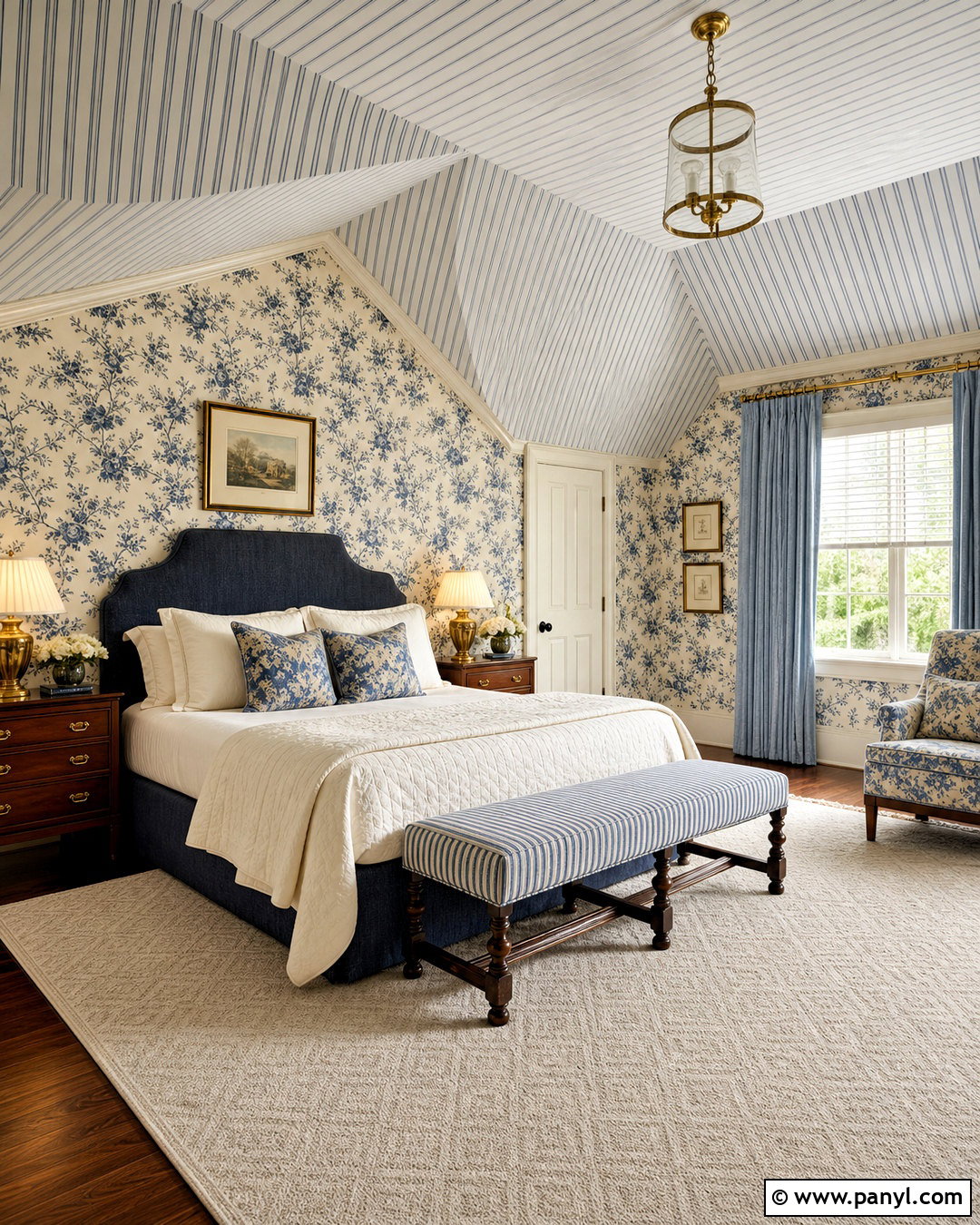 Floral Wallpaper With Striped Wallpaper - 20 wallpaper combo ideas