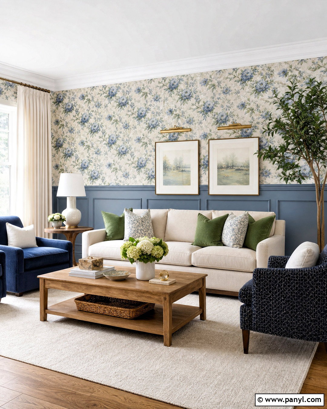 Floral Wallpaper With Wainscoting - 20 floral wallpaper living room ideas