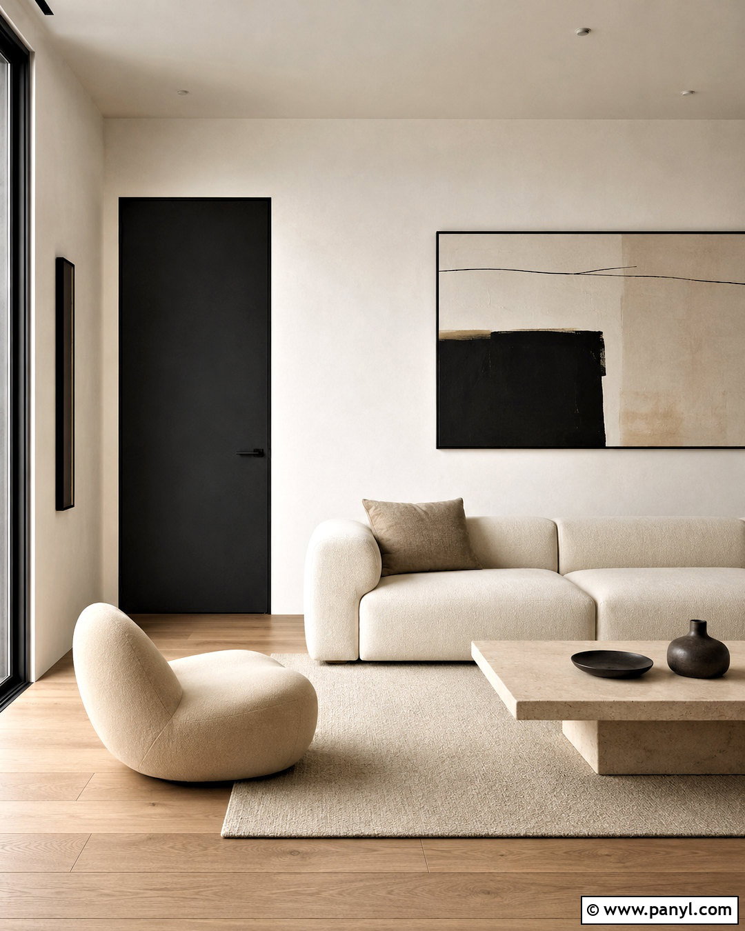 Flush Black Interior Door In A Minimalist Room - 20 dark doors interior ideas