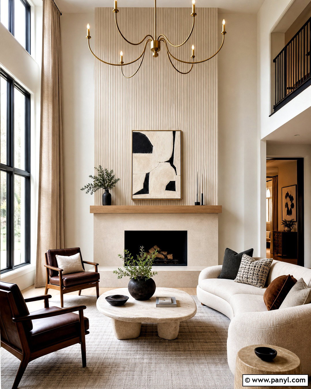 Fluted Fireplace Wall - 20 tall fireplace wall high ceilings