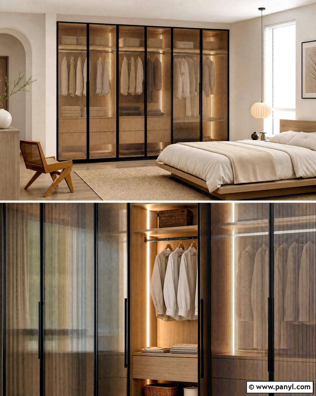 Fluted Glass Wardrobe - 20 trending wardrobe design ideas