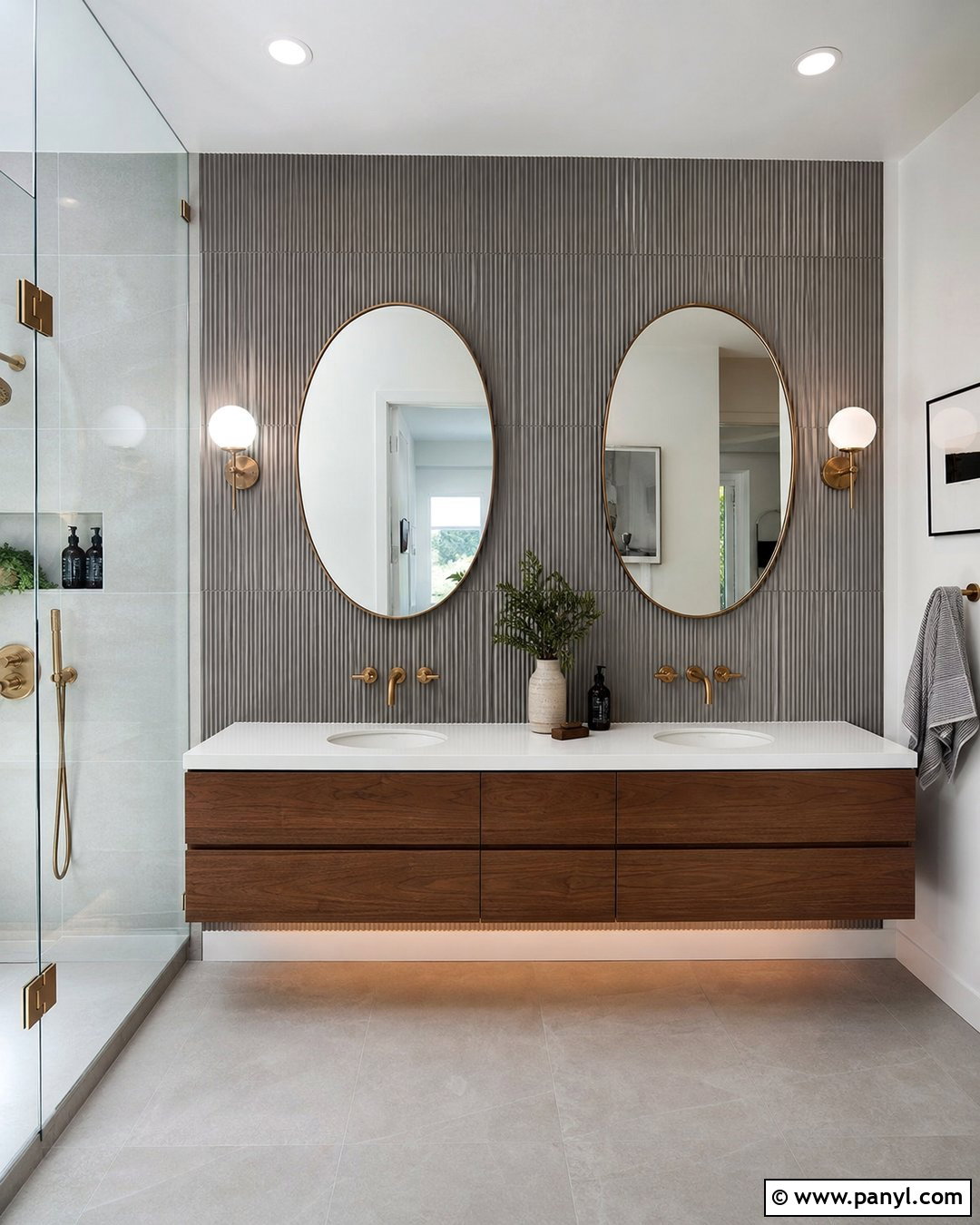 Fluted Gray Tile Bathroom Wall - 20 Gray Textured Bathroom Walls