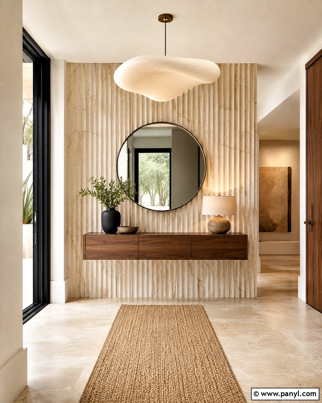 Fluted Marble Entry Wall - 20 marble wall design luxury ideas