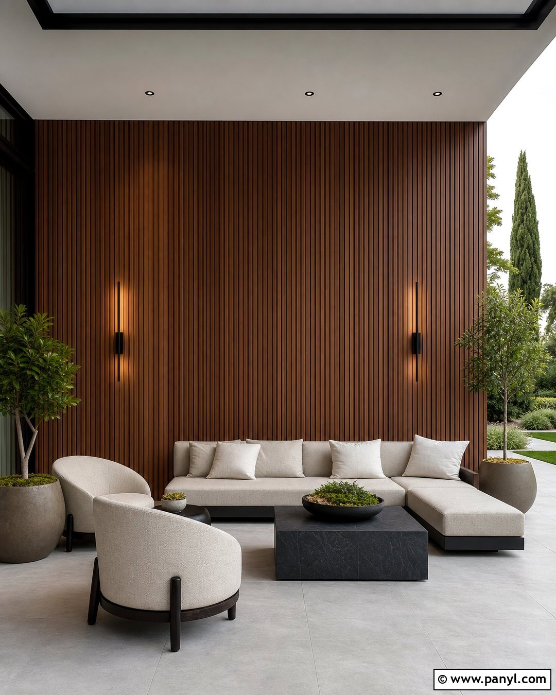 Fluted Panel Outdoor Accent Wall - 35 Outdoor Accent Wall Ideas