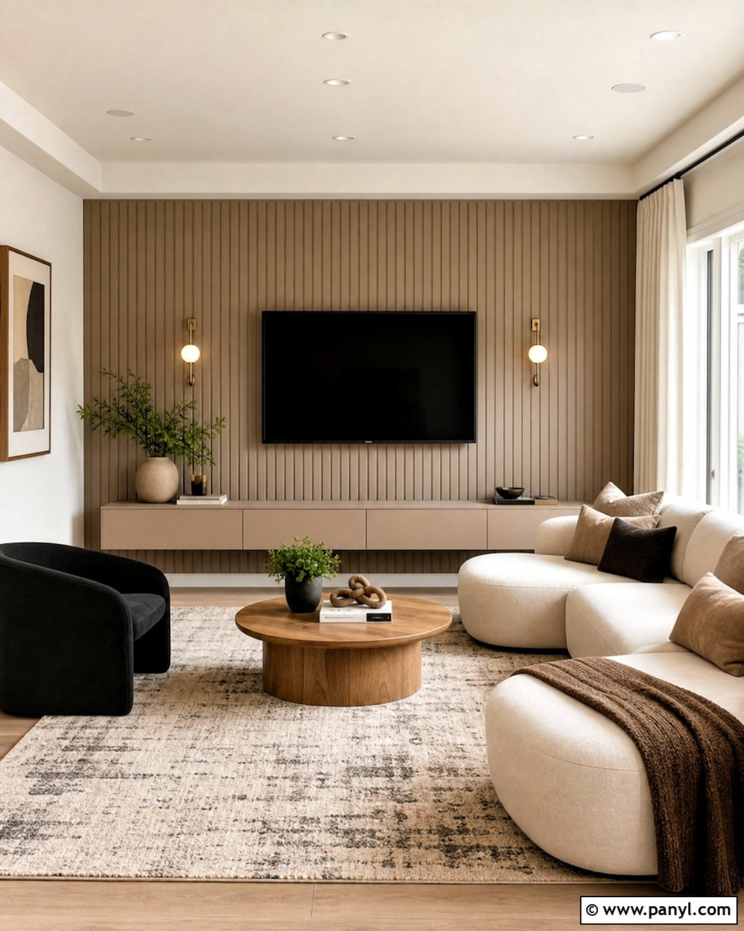 Fluted Panel TV Accent Wall - 20 accent walls in living room with tv ideas