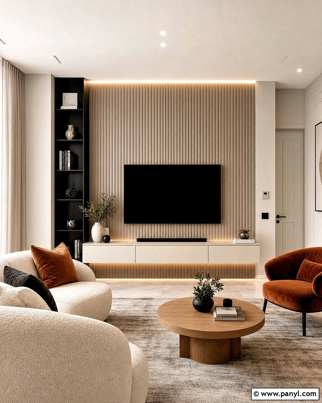 Fluted Panel TV Back Wall - 20 tv back wall ideas