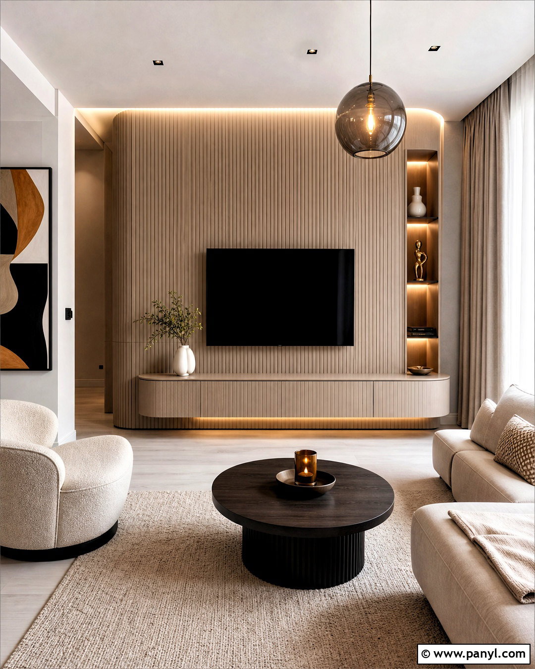 Fluted Panel TV Unit - 20 tv unit design modern ideas