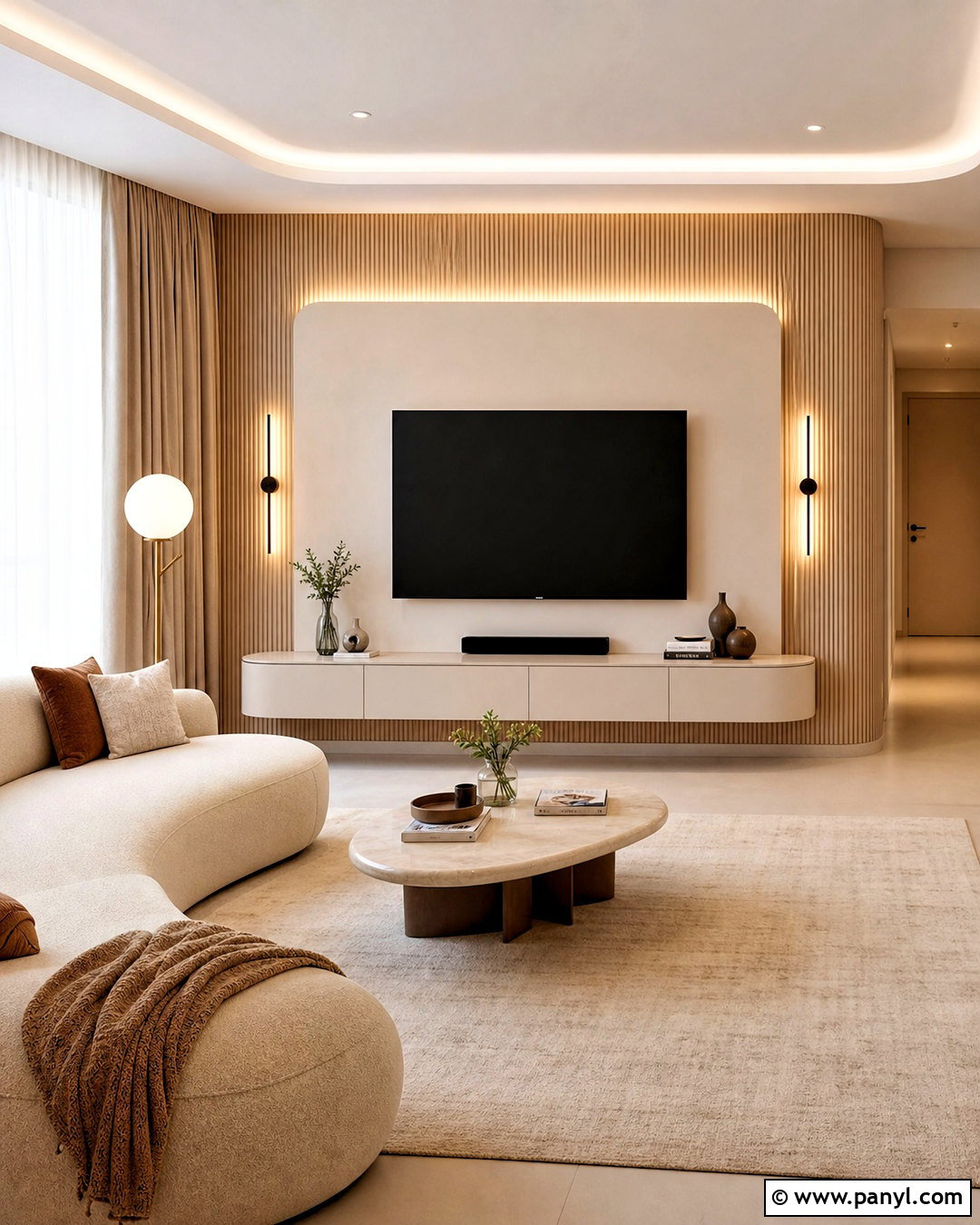 Fluted Panel TV Wall - 20 tv background wall design ideas