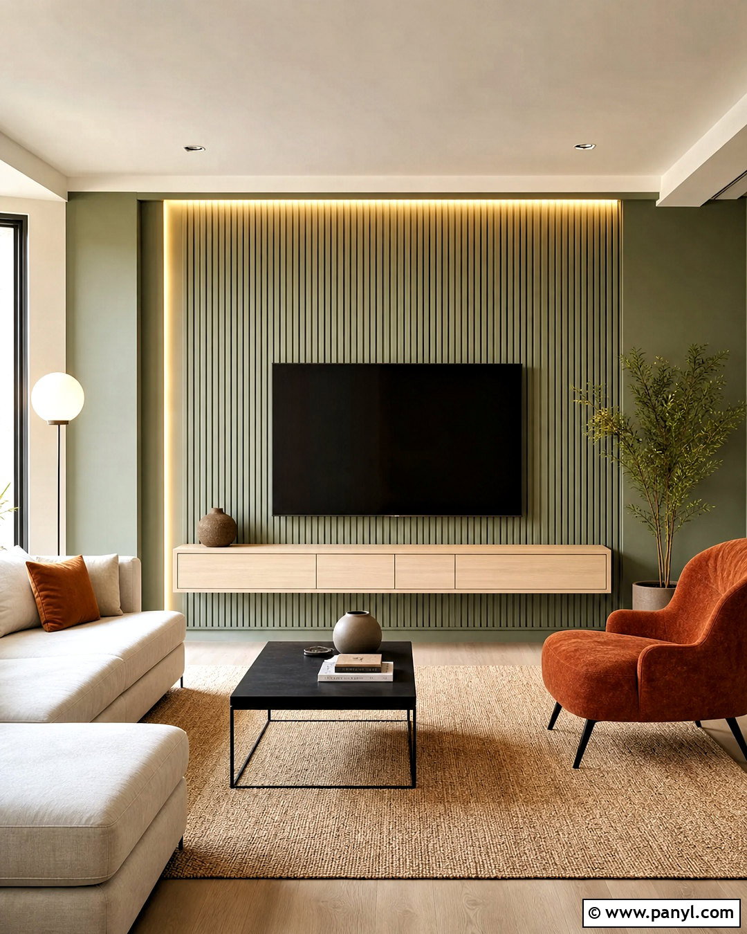 Fluted Panel TV Wall - 20 tv decoration wall modern ideas