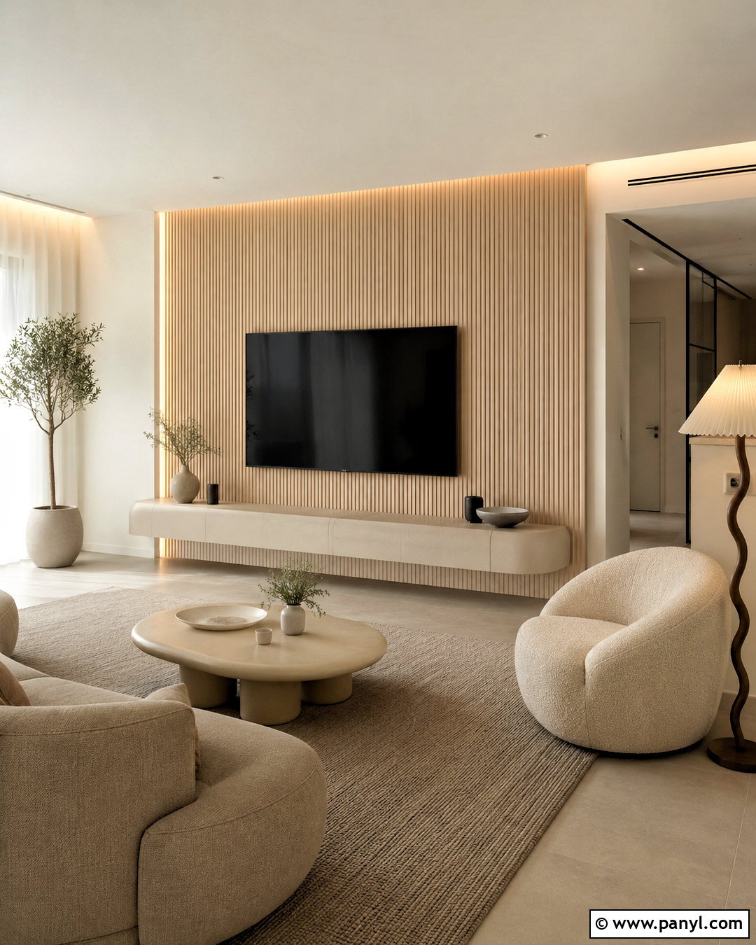 Fluted Panel Television Wall - 20 living room television wall ideas