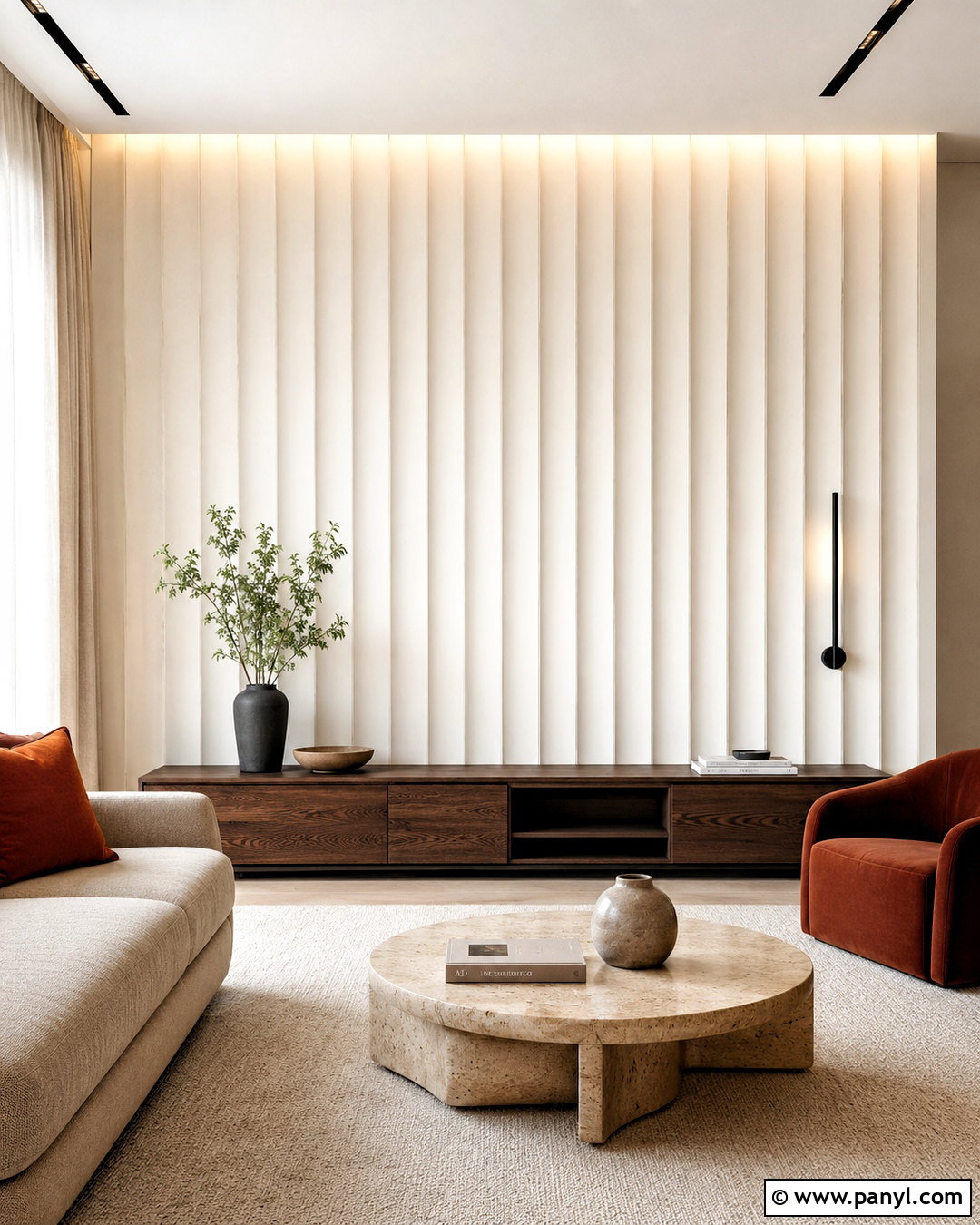 Fluted Plaster Living Room Wall - 20 plastering walls ideas