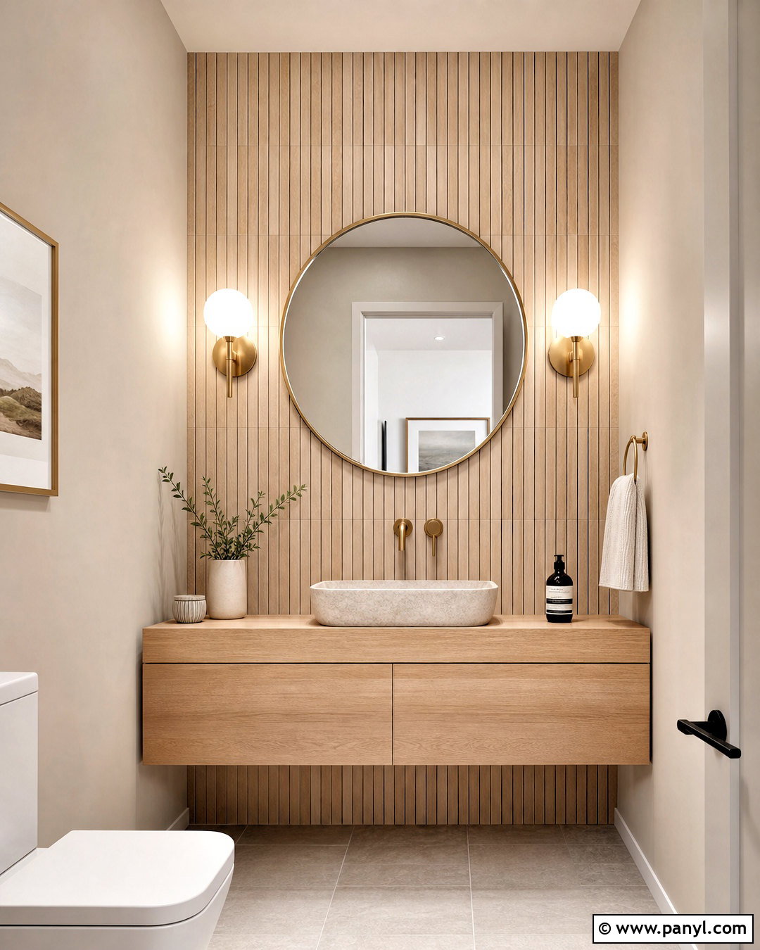 Fluted Tile Half Bath Accent Wall - 20 half bath accent wall ideas