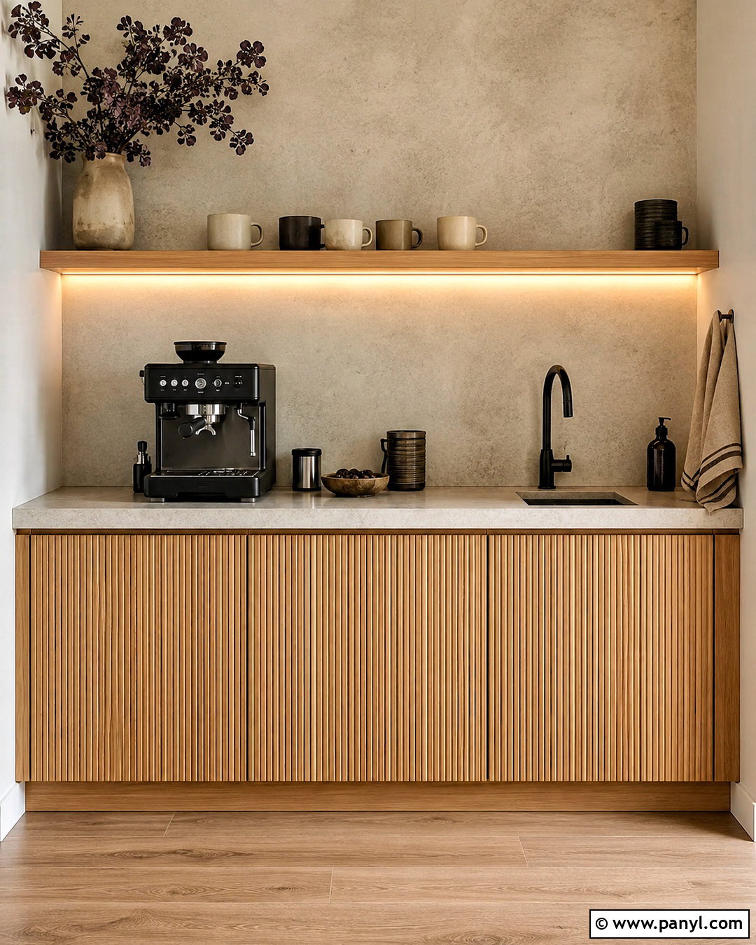 Fluted Wood Coffee Bar - 20 coffee bar ideas modern ideas