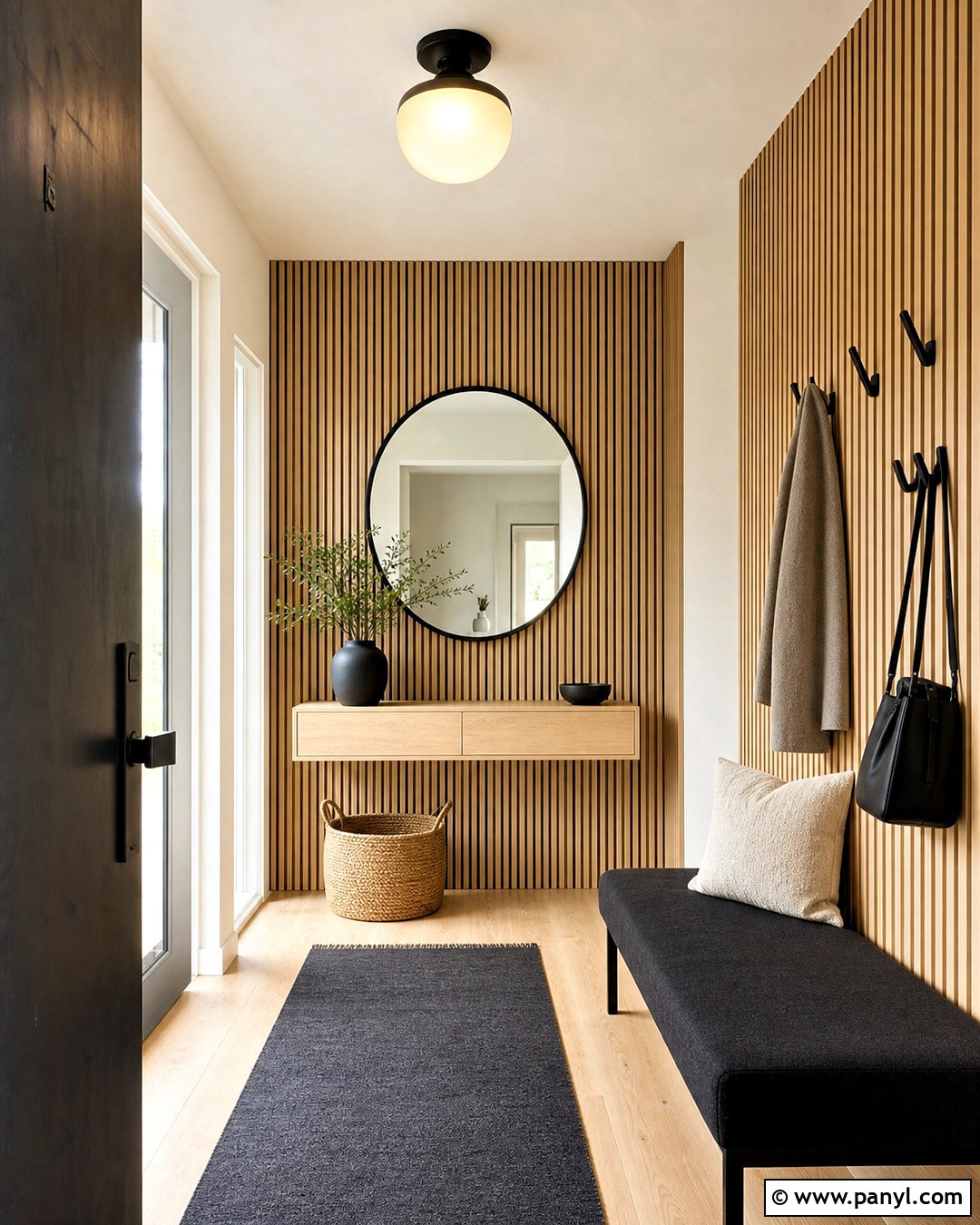 Fluted Wood Grain Texture Entryway - 20 grain texture ideas