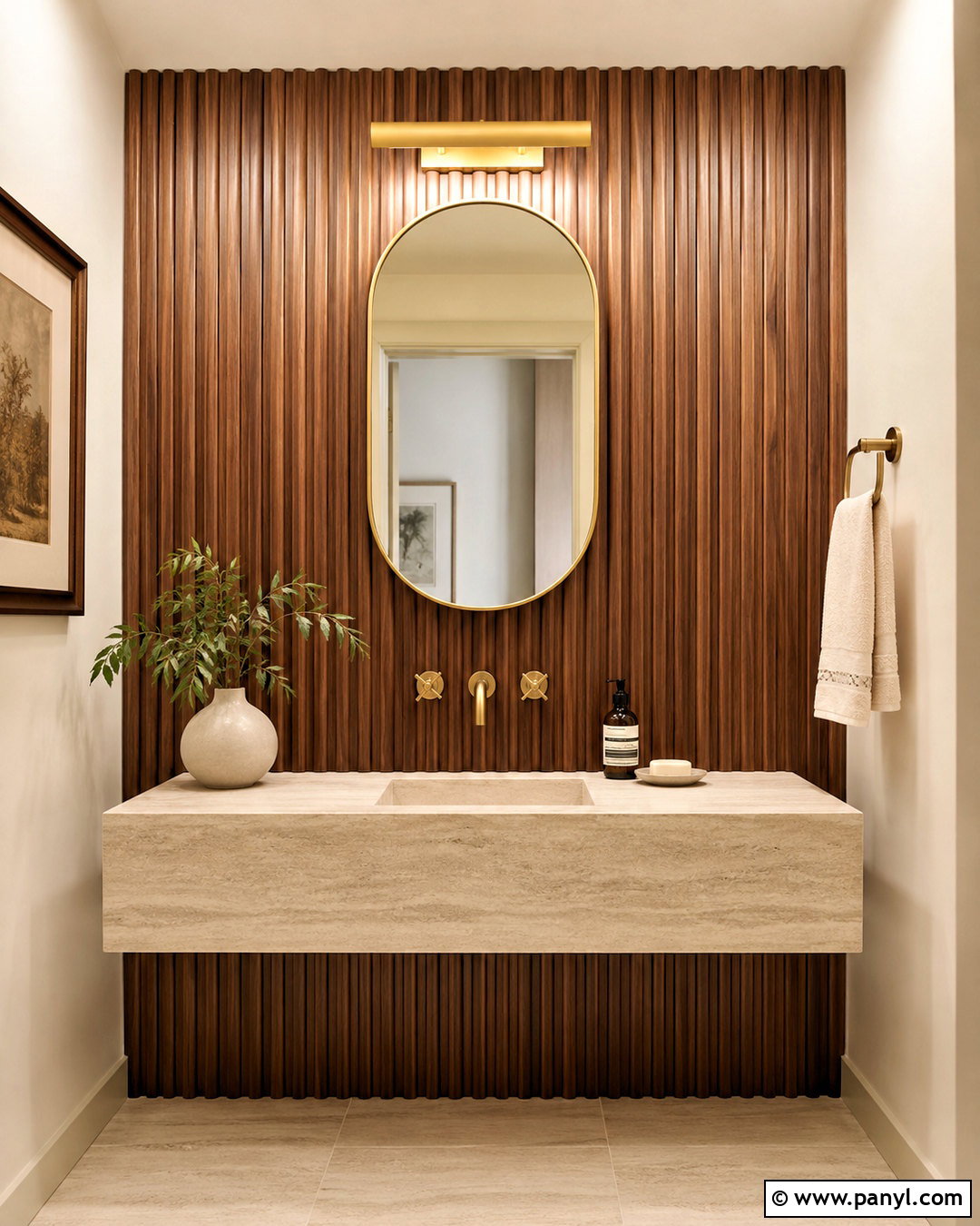 Fluted Wood Powder Room Accent Wall - 20 powder room accent wall ideas