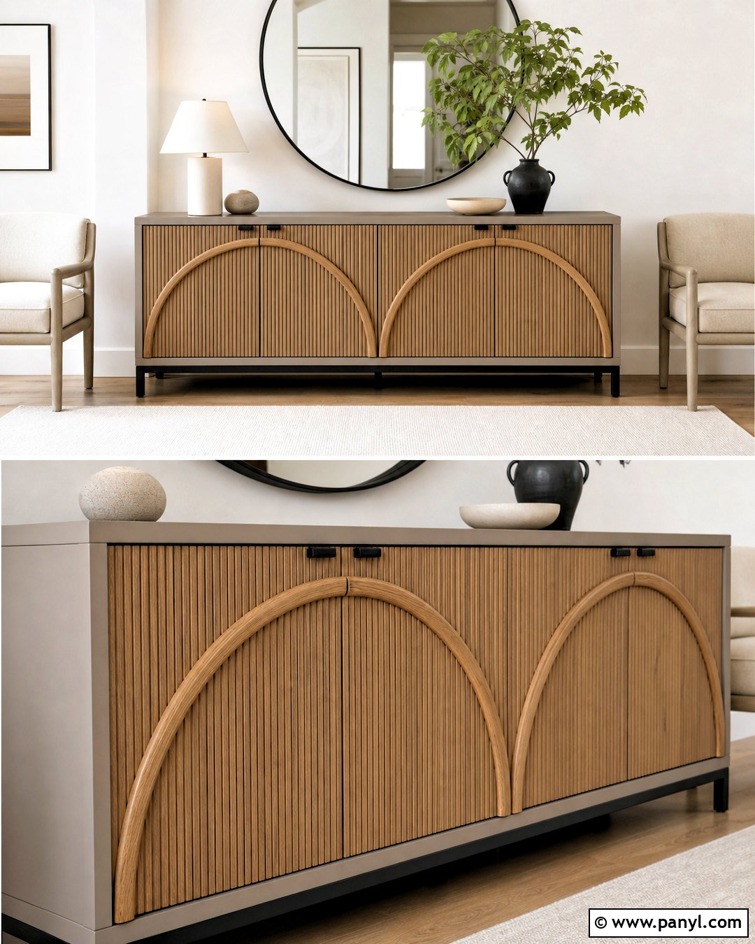Fluted Wood Sideboard - 20 sideboard makeover ideas