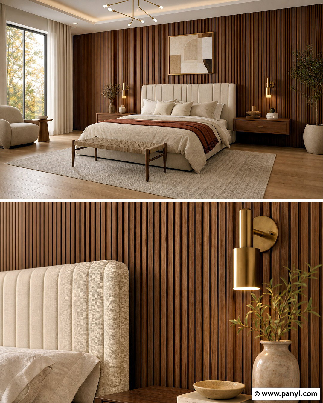 Fluted Wood Textured Bedroom Wall - 20 modern textured walls