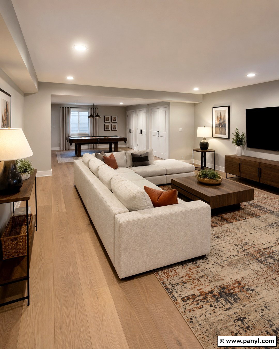 Fog Mist Basement With Warm Lighting - 20 Benjamin Moore Fog Mist Walls